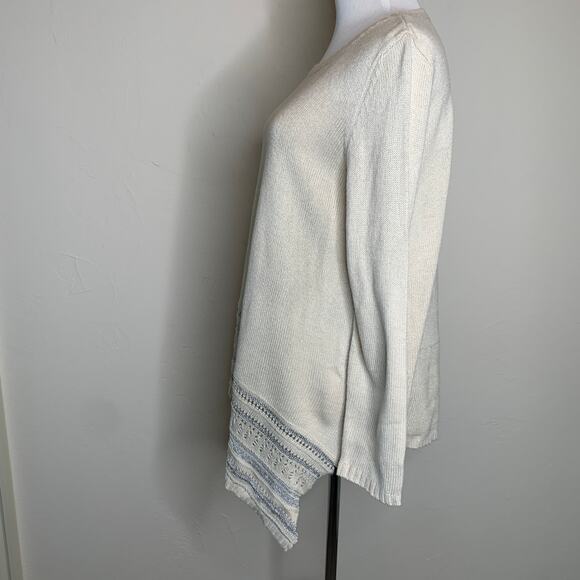 Spense Knits Cream Silver Asymmetric Sweater Sz Medium - Picture 3 of 9
